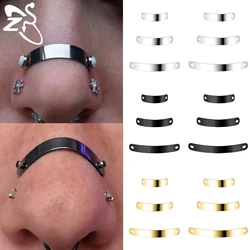 ZS 1 PC Punk Woundplast Shape Stainless Steel Bridge Ear Piercing Men 24MM-50MM Nose Piercing Chain Body Piercings Accessories