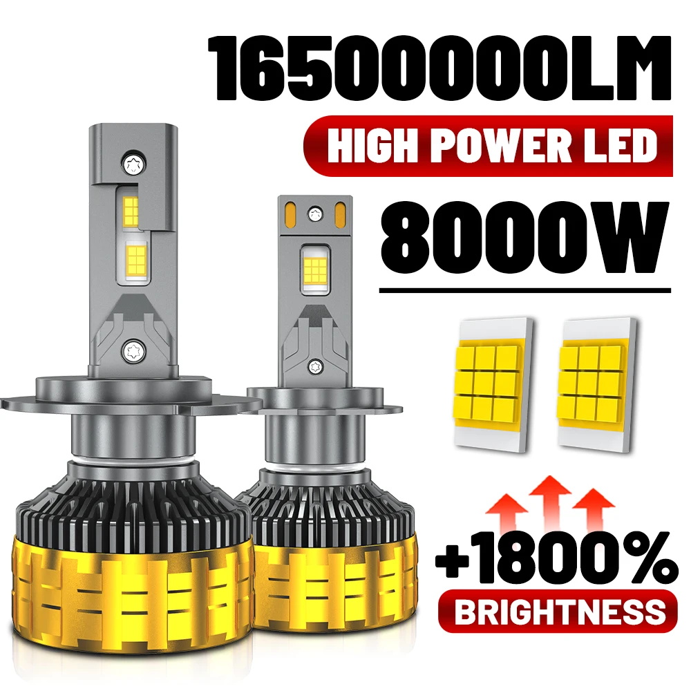 

H4 H7 Canbus LED Car LED Headlight 8000W 16500000LM H1 H11 9005 HB3 9006 HB4 9007 H13 Auto LED Lamp High Power Fog Light 6000K