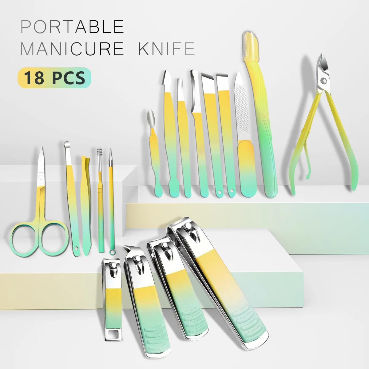 

1 Set Complete Manicure & Pedicure Kit 18-in-1 Nail Tools with Travel Case Clippers Files Cuticle Care