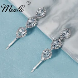 2pcs/lot Fashion Water Drop Rhinestone Hair Clips for Women Accessories Girls Hairpins Crystal Jewelry Party Headpiece Gift