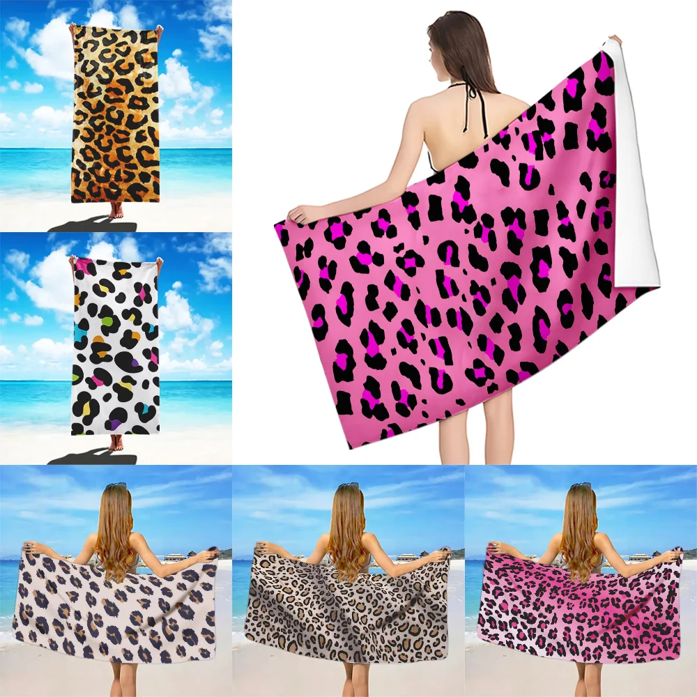 

Leopard Print Beach Towel Microfiber Sand Free Quick Dry Soft Sandproof Pool Towels Gift for Women Travel Gym Shower Camping