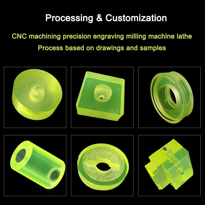 PU Polyurethane Sheet/Rod - Yellow Urethane Buffer Pad, Elastic Cushion Block, Custom CNC Machined for Shock Absorption