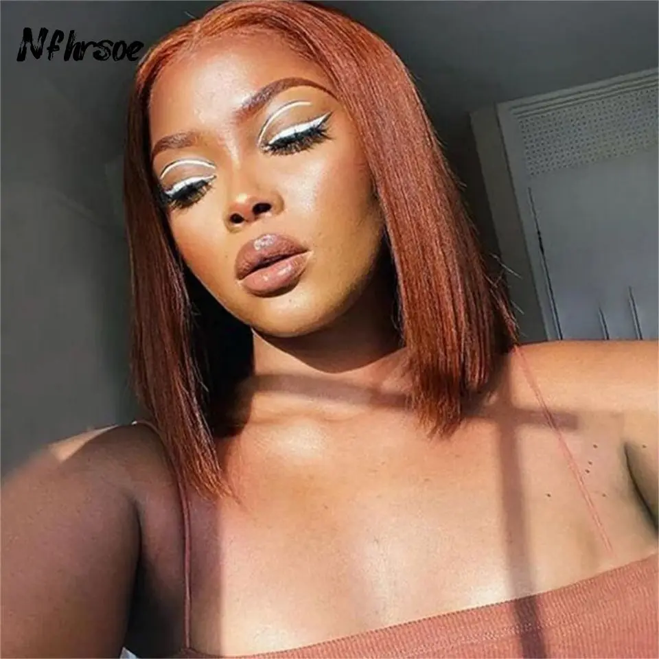 

Короткий прямой парик-боб темно-коричневого цвета, 200 плотности, с прозрачной кружевной передней частью, из высококачественных бразильских окрашенных человеческих волос для женщин.