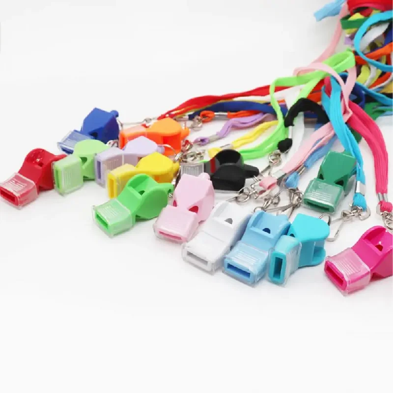 Whistle with Lanyard And Mouth Grip Plastic Sports Whistle Loud Crisp Sound Whistle for Coaches Referees Training Camping Emerge