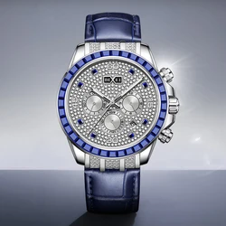 BEXEI 9156 blue Crystal Bezel 264 zircons Dial movement mechanical watch Luxury sapphire 5ATM waterproof