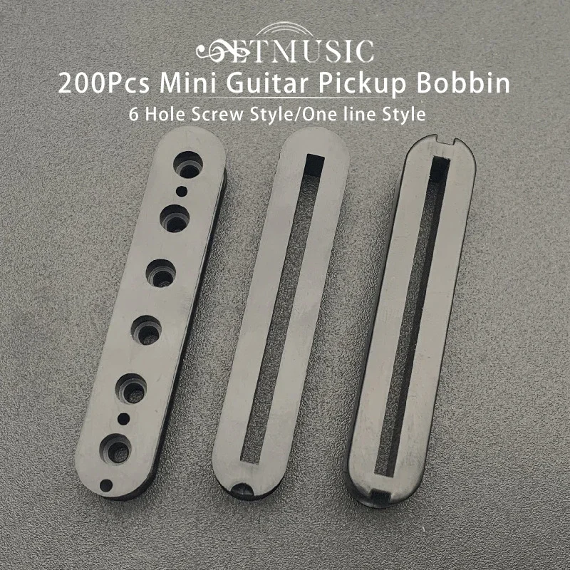 

200Pcs Mini Guitar Pickup Bobbin 65x12.3x9.8/11.8mm 6 Hole Screw Style/One line Style Guitar Bobbin Black