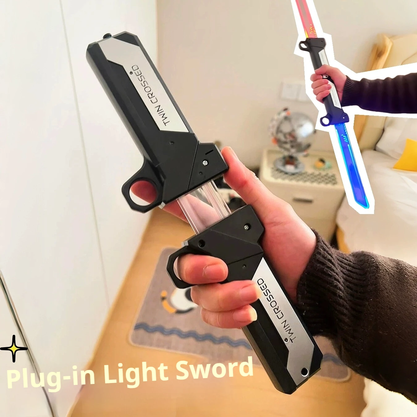 

Горячие продукты, телескопический световой меч с двумя краями, лазерный меч, регулировка красного и синего света, крутая детская игрушка, подарок на Рождество, Новый год