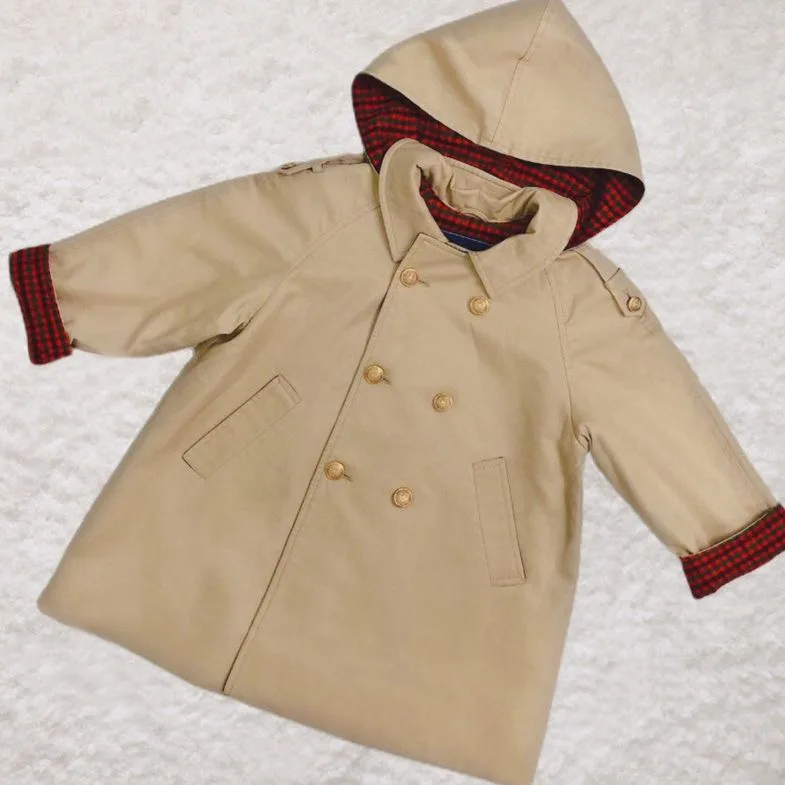 Girls Thickened Cotton Windbreaker Coat 2026 Solid Color Hooded Lapel Windproof Waterproof Fashion Outerwear for Fall/Winter