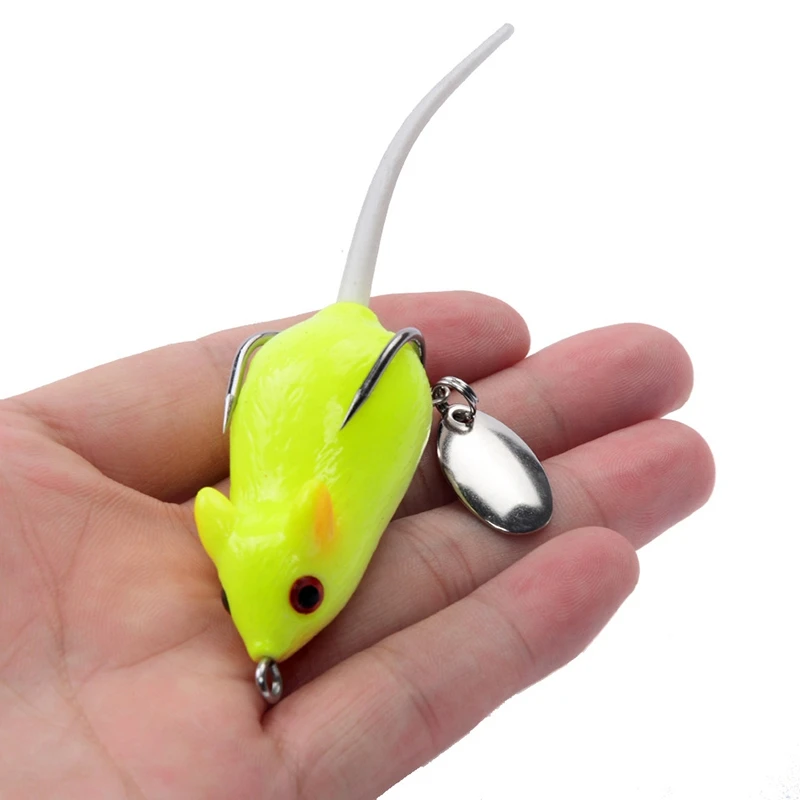 6 Pcs Mouse Artificial Top Water Lures Baits,3D Mice Fishing Lure Kit For Bass Snakehead,Freshwater Soft Bait,Fish Bait