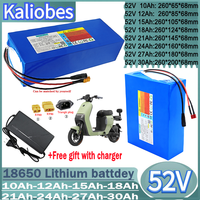 52V 10Ah-50Ah 18650 Lithium battery pack 14S10P 1500W Motor For E-motorcycle scooter High capacity cell+Free gift with 5Acharger