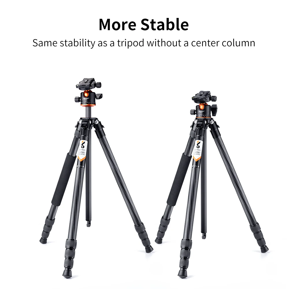 K&F Concept Carbon Fiber Camera Tripod 70 inch 177cm Max Height Professional Tripod 15kg 33.07lbs Load for Travel Camera SA254C2