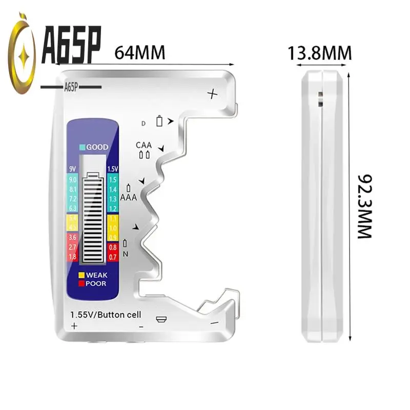 A65P-5Pcs Digital Battery Tester LCD Display AA/AAA/9V/1.5V Button Cell Battery Capacity Check Capacitance Diagnostic Tool