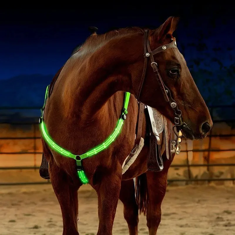 Cavalo Equipamento Peitoral Harness Equipamentos, Nylon LED Noite piscando luz Bar, esportes ao ar livre, USB Charge, equitação Decorações Cinto