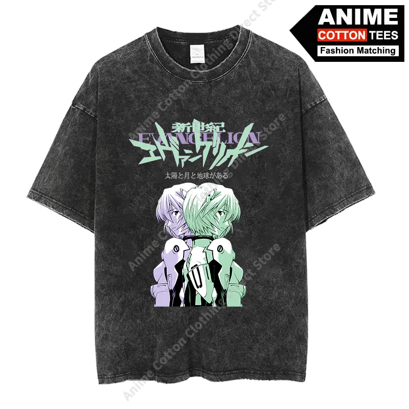 

Аниме New Century-Gospel Warrior Ayanami Rei Футболка с принтом Хлопковая винтажная свободная футболка большого размера y2k Повседневные футболки унисекс