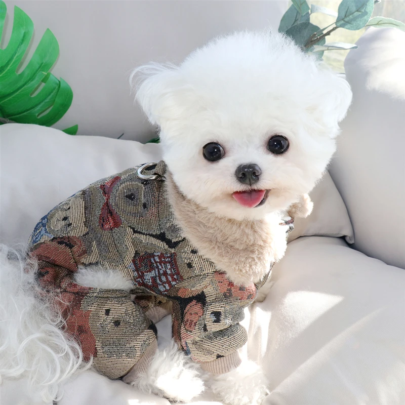 

Bichon Four-legged Thickened Warm Cotton Winter Dog Clothes Puppy Warm Cardigan Pet Cartoon Coat Pet Supplies