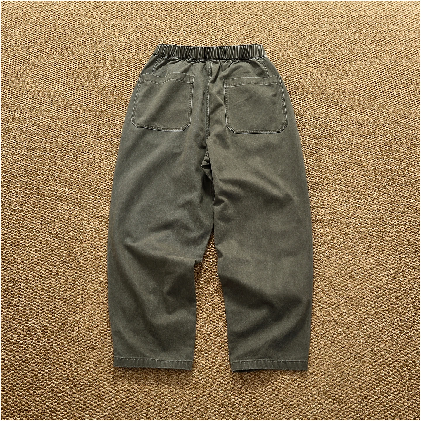 Autumn and Winter New American Retro Heavyweight Elastic Waist Casual Pants Men's 100% Cotton Straight Loose Tapered Trousers