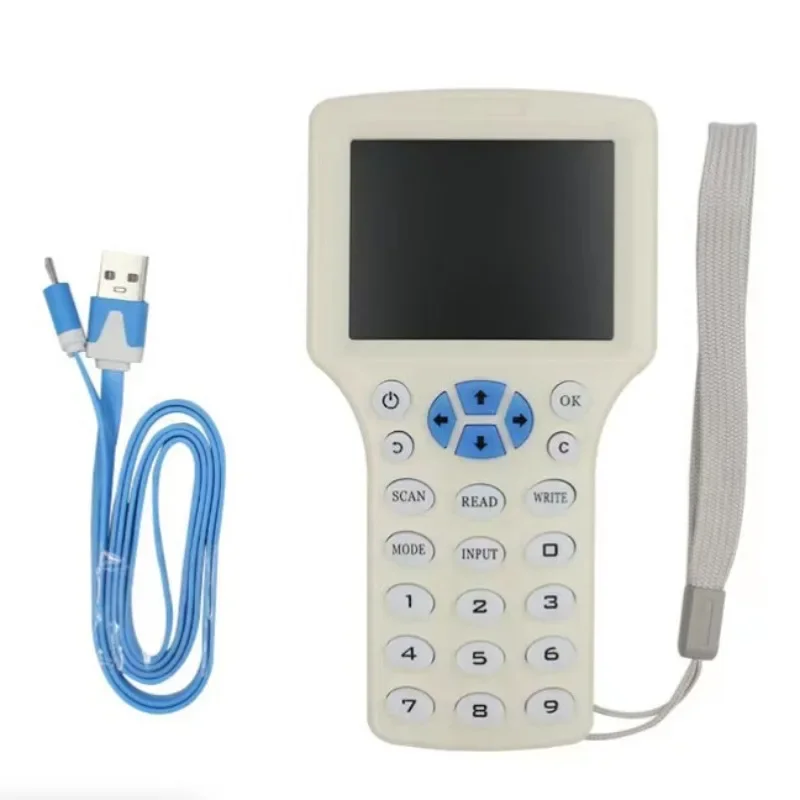 English 10 Frequency RFID Reader Writer Copier Duplicator IC/ID with USB Cable for 125Khz 13.56Mhz Cards LCD Screen Device