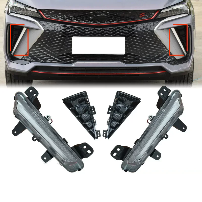 LED Daytime Running Light For Geely COOLRAY 2022-2025 Front Bumper Fog Lamp Fog Light Frame