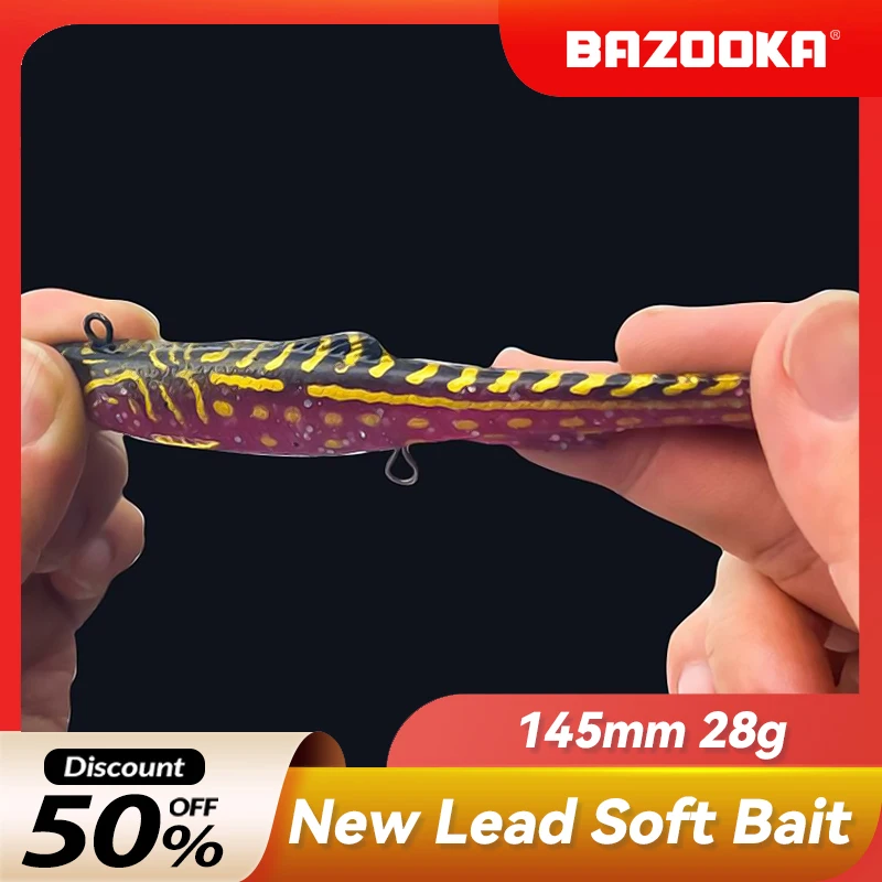 

Bazooka1PCS Jig Head Hook Silicone Soft Bait 28g Fishing Lures Wobblers Artificial Rubber Swimbait for Shad Bass Carp Leurre