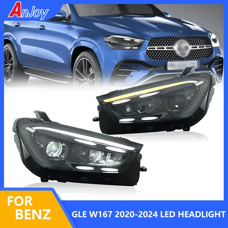 

Автомобильные фары для Benz GLE W167, светодиодные фары 2020-2024, светодиодный проектор, дневные ходовые огни, автомобильные аксессуары