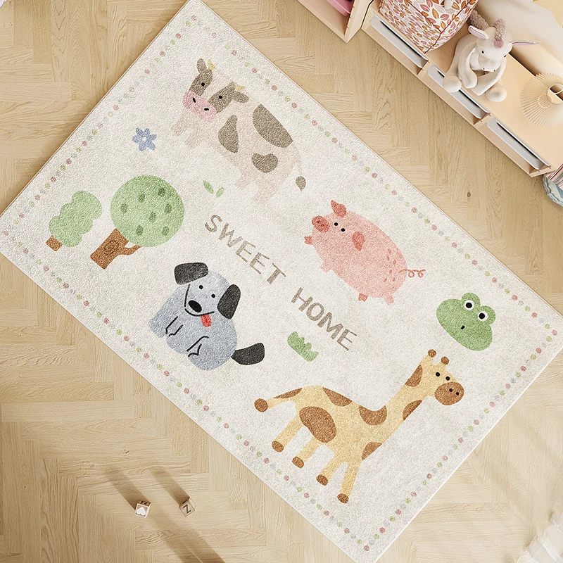 Cute Cartoon Children\'s Room Baby Crawling Soft Carpet Bedroom Decor Carpets Light Luxury Bedside Rug Home Washable Floor Mat