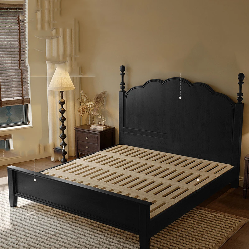 European Luxury Massage Bed Simple Modern Bedroom Frame Queen Double Design Wooden Bed Sleeping Princess Muebles Home Furniture