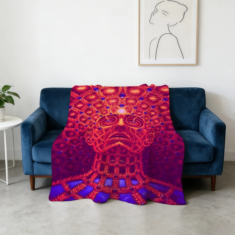 Alex Grey Trippy Psychedelic Blanket Flannel Warm Soft Throw Blanket For Room Sofa Childish Birthday Gifts
