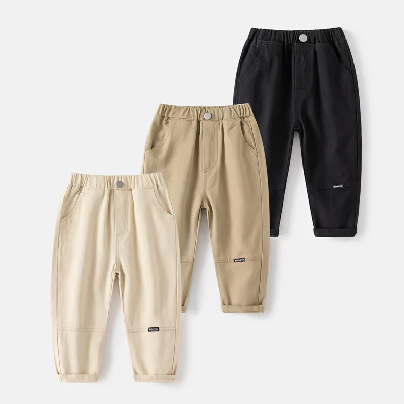 Boys Pants Cotton Toddler Kids Baby 1 to 2 3 4 5 6 7 Years Khaki Black Beige Long Pants Children Trousers Spring Autumn Clothing