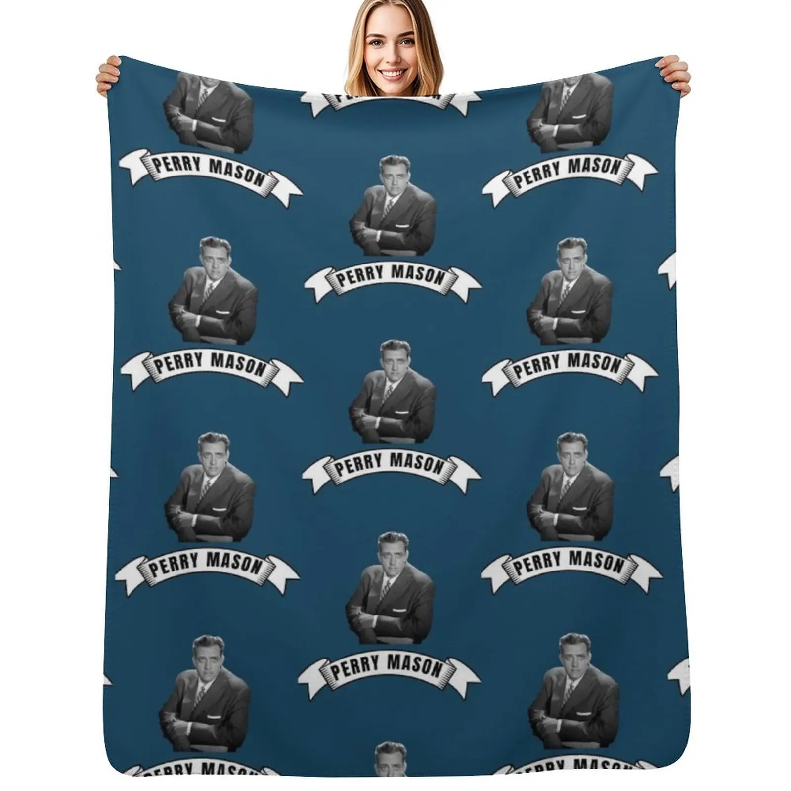 

Perry Mason Throw Blanket Nap Bed linens Soft Plush Plaid Personalized Gift Blankets