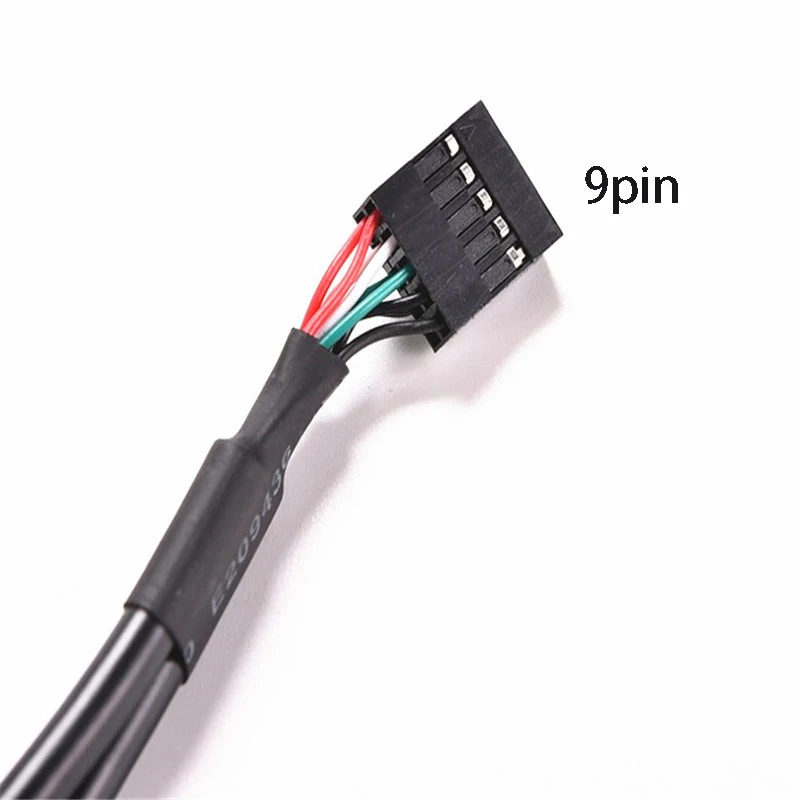 สายแปลง 9 พิน เป็น USB ขนาด 9 พิน 2.54 มม. 2.0 มม. เป็น USB2.0 A ตัวเมียคู่ พร้อมรูยึดสกรูสำหรับติดตั้งบนเมนบอร์ด