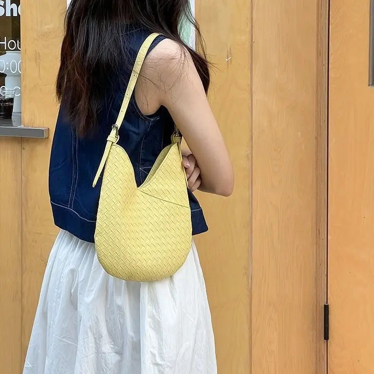 JIAERDI Harajuku Yellow Straw Bag Purse Women Hot Girls Weaving Chic Casual Shoulder Bags Ladies Holiday Beach Bag Handbag New