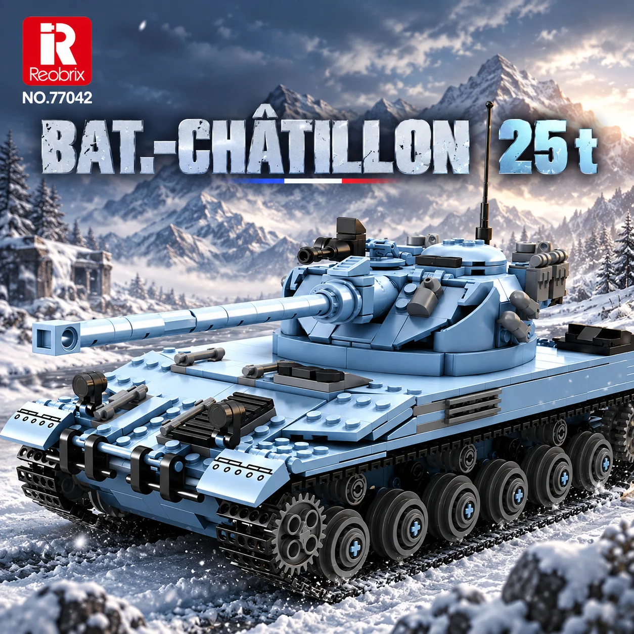 1102PCS F18 Bat Chatillon 25t Tank Building Blocks World of Tanks Military Tank Model Bricks Desktop Ornament Display Toy Gifts