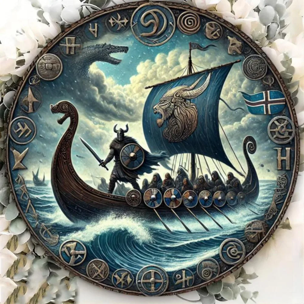 Durable Viking Aluminum Sign - Vintage Retro Metal Style, Suitable for Indoor & Outdoor Use, Perfect Decor for Office & Man Cave