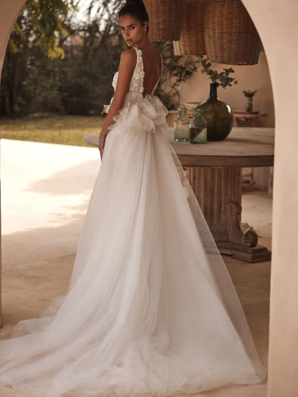 الساحرة مطرز الدانتيل ثلاثية الأبعاد زهرة فستان الزفاف الوهم العميق الخامس الرقبة حورية البحر فستان زفاف طويل 2026 فساتين مخصصة جديدة للعروس