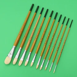 White bristle round peak brush, suitable for gouache, watercolor, acrylic, lined oil painting, art brush tools painting supplies