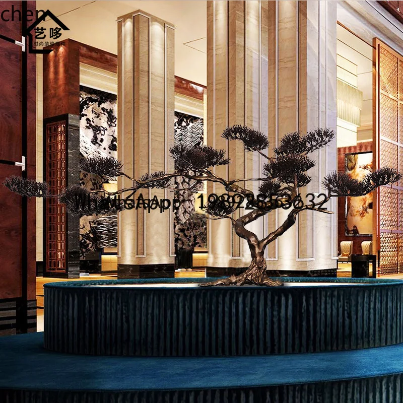 X7 wrought iron welcome pine tree decorative decoration artwork metal floor sculpture ornament
