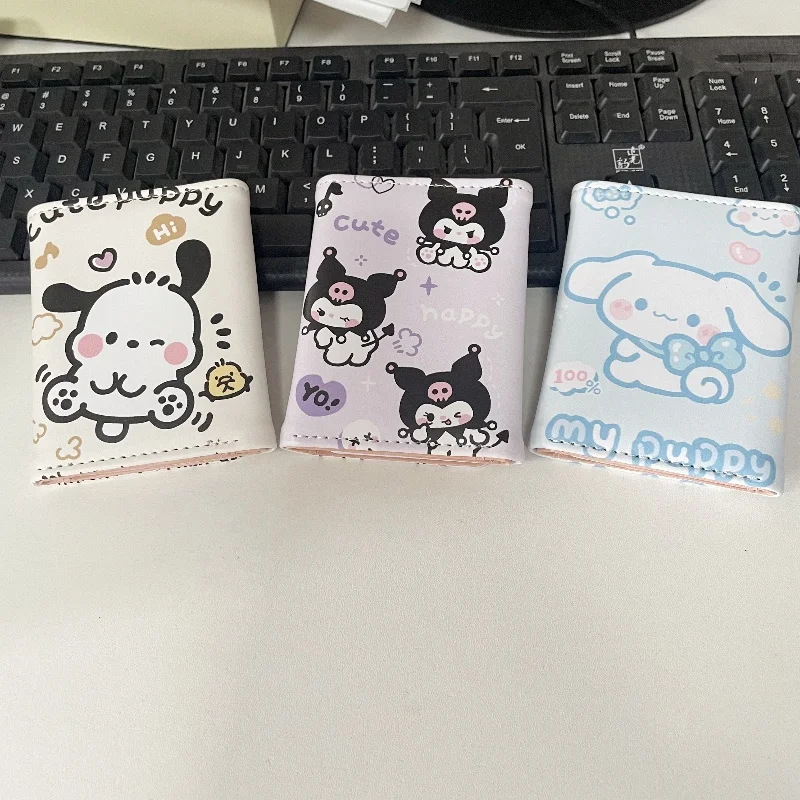 محفظة سانريو الجديدة مدمجة وسعة كبيرة ومحفظة صغيرة للعملات المعدنية على شكل رسوم كرتونية لطيفة وحقيبة قصيرة للطلاب