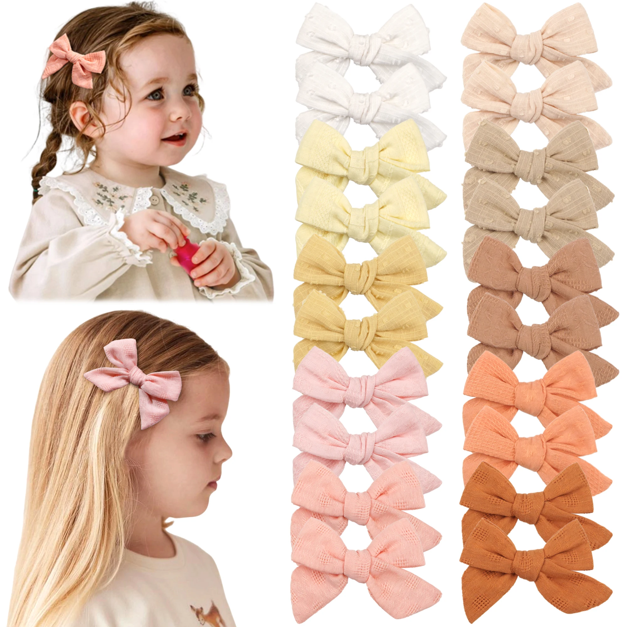 Pinces à cheveux en lin pour filles et femmes, gros nœud marin, barrettes, bébé, enfants, pinces à cheveux, nœuds, accessoires, vêtements de sauna, 4 ", 20 pièces