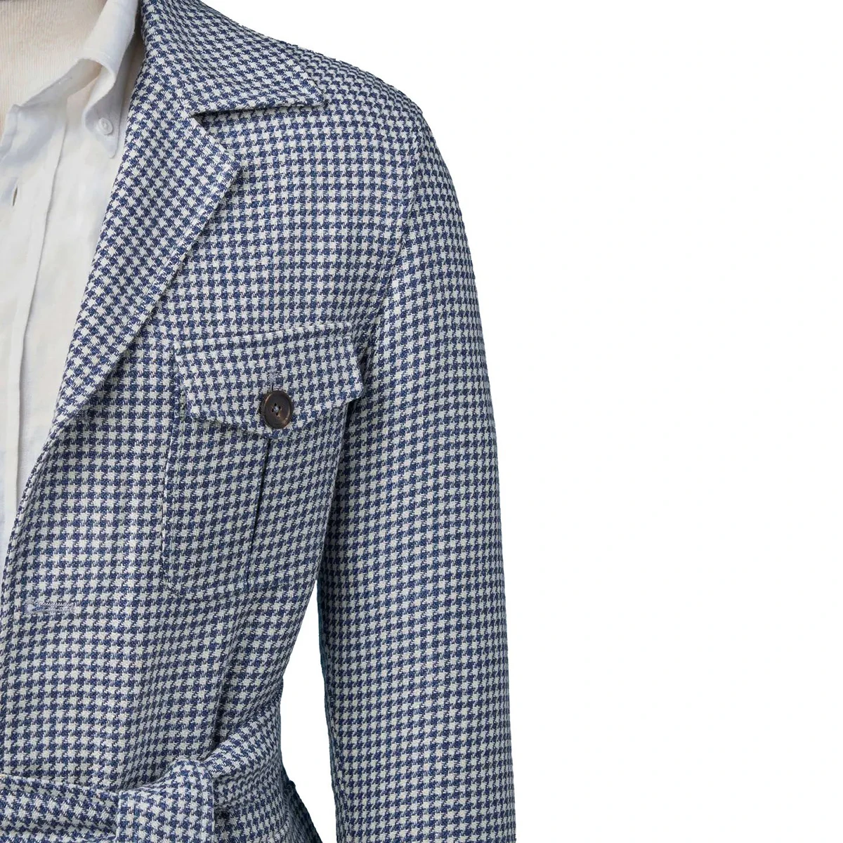 Ternos de casamento Houndstooth Slim Fit para homens, lapela de pico, blazer de negócios com cinto, personalizado, desgaste moderno do noivo, jaqueta única