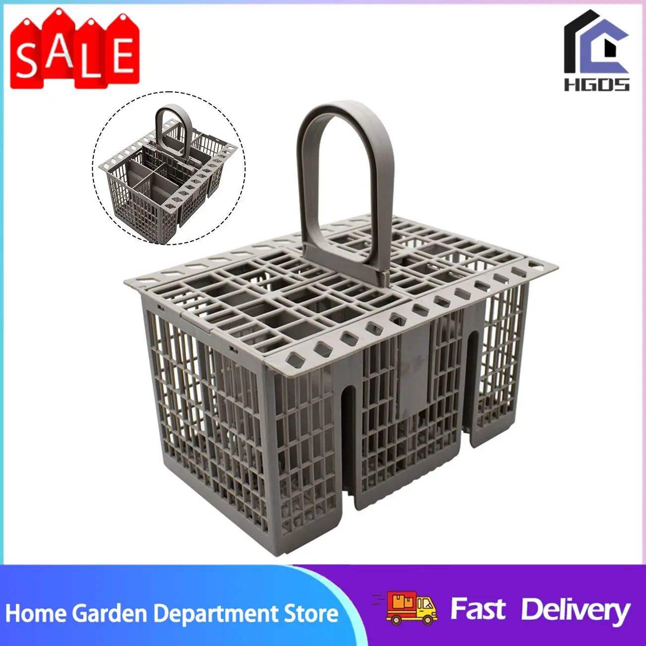 Práctico cesta para cubiertos para Bauknecht, Indesit, lavavajillas Hotpoint, mango desmontable gris, fácil de limpiar