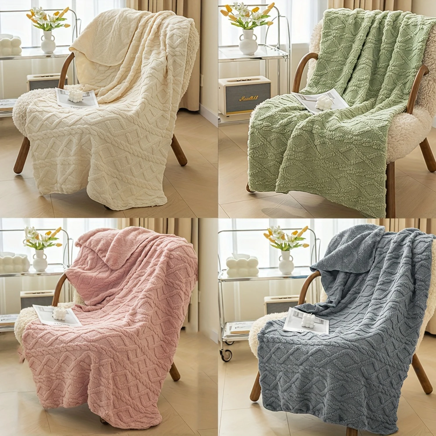 1PC plush blanket, all-season, multi-purpose, for outdoor camping, sofa, office, bed and living room