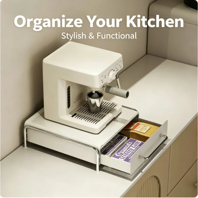 

Compartment Coffee Capsule Pod Storage Rack Multi Function Drawer Shelf Coffee Machine Base for Kitchen Countertop