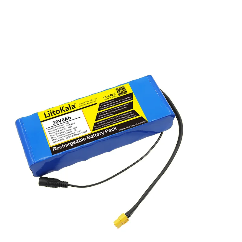 LiitoKala E-Bike Battery Pack 36V Various Sizes  6Ah 10Ah 12Ah 15Ah 20Ah 24Ah 30Ah Rechargeable for Electric Bicycles