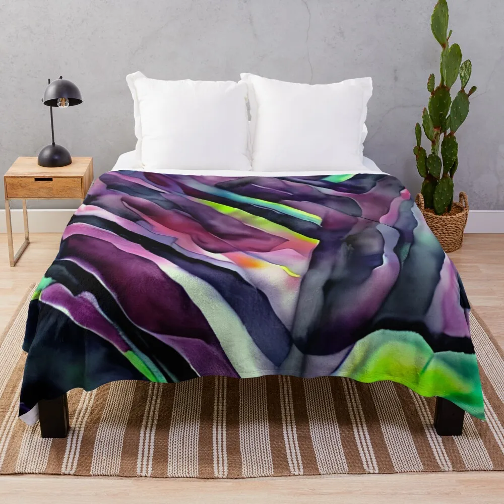 

Violet Fusion Version 2: Multicolored Watercolored Inspired Art Print - New Original and Unique Art Throw Blanket
