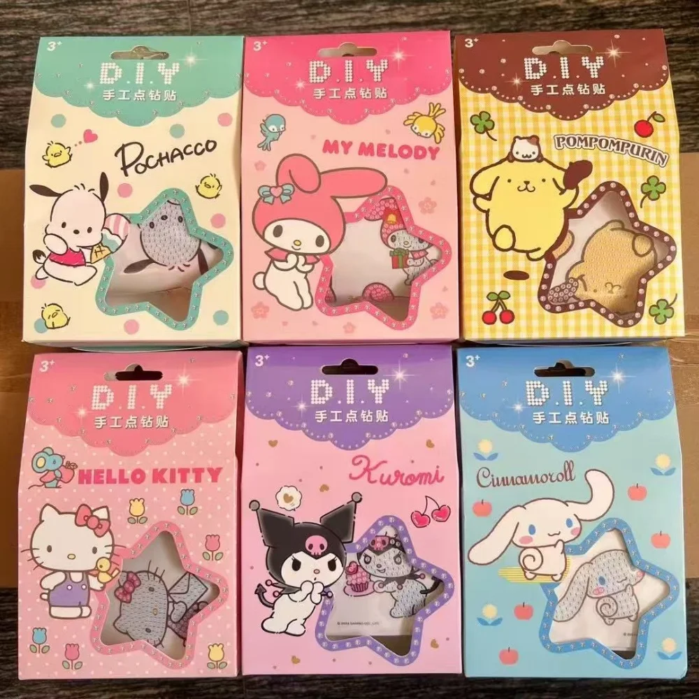 Genuine Sanrio Stickers Roll Box Hello Kitty Kuromi Cinnamoroll Melody Scrapbook Reward Label Decal Handmade Girls Gifts Toys