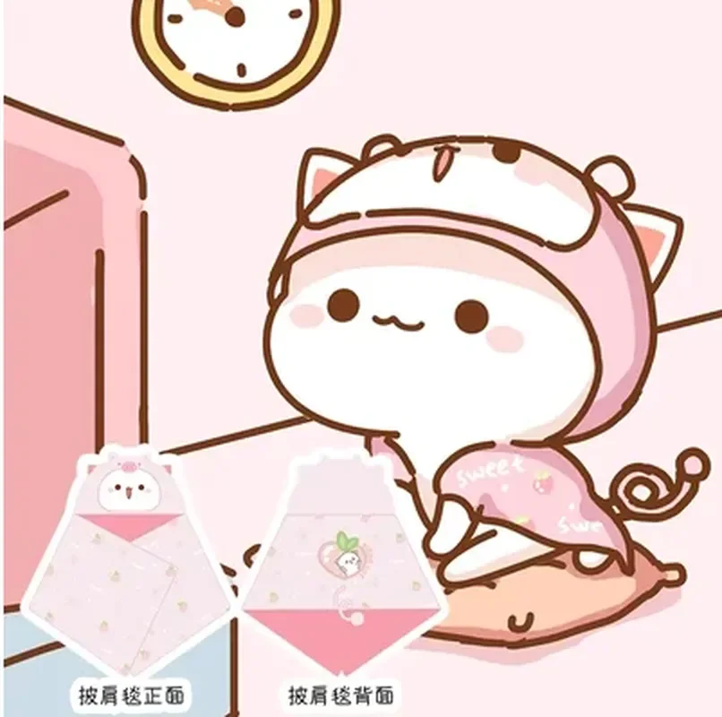 

Kawaii BUBU DUDU Panda Bear Lazy Man Plush Shawl Blanket Anime Peach Cat Home Stuffed Cloak Blanket Winter Office Nap Girls Gift