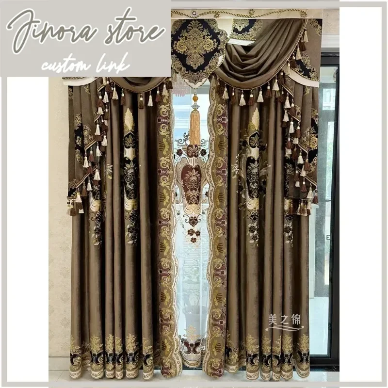 European Embroidery LuxuryCurtains For Living Room Bedroom High-grade Blackout Velvet Curtains Customize