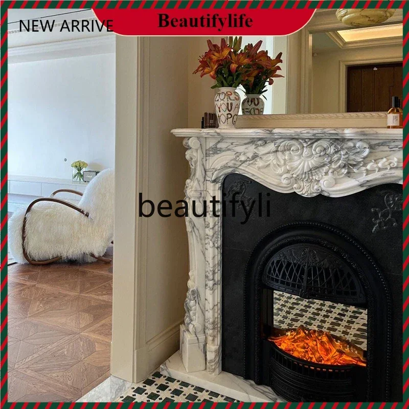 

KK32 Marble fireplace French fireplace Living room large white marble fireplace decorative cabinet