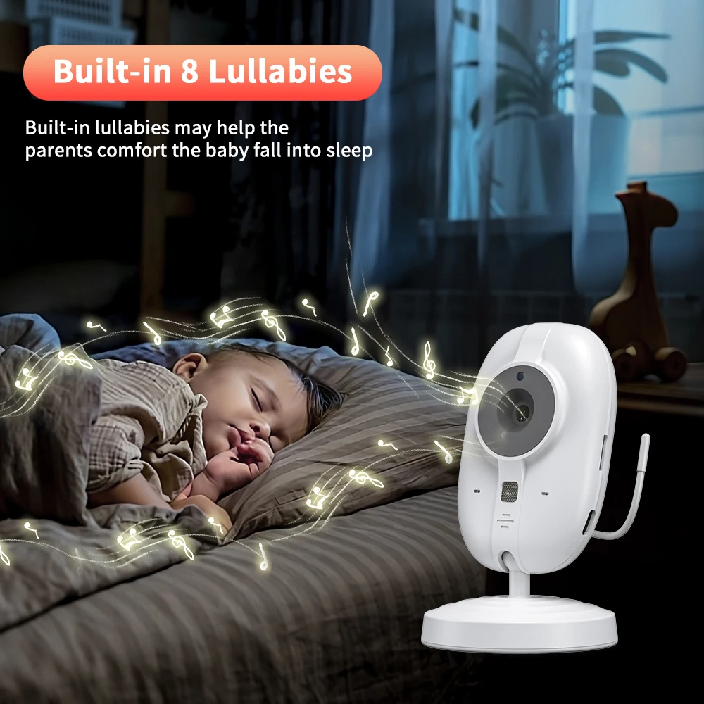 Hollarm 3.5Inch Video Baby Monitor With Camera Night Vision Temperature Monitoring High HD Wireless Baby Nanny Security Camera