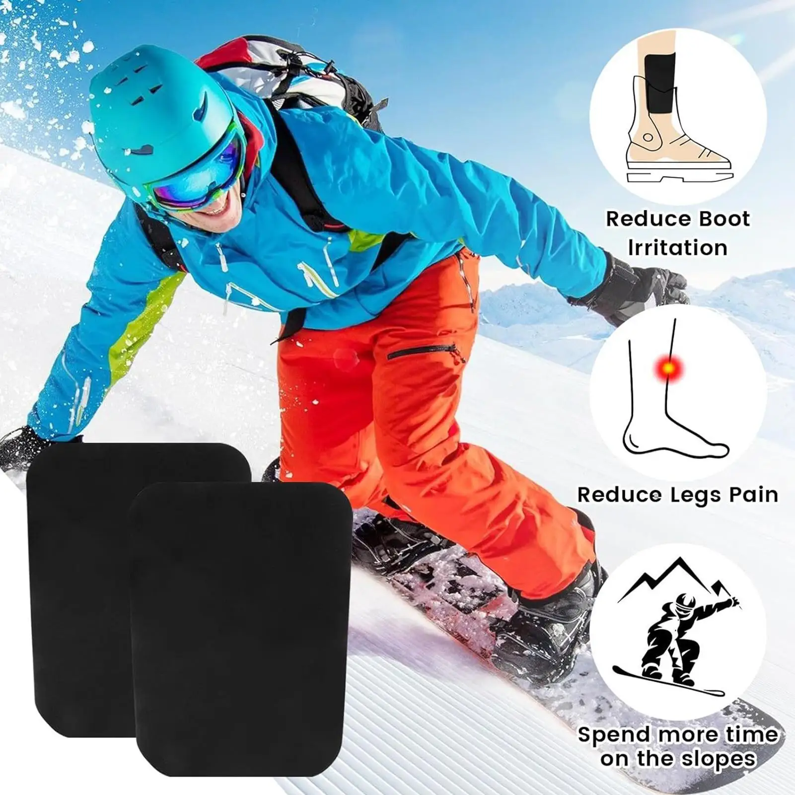 قطعتان من واقيات الساق على الجليد، بطانة إسفنجية سميكة، وسادات أرجل واقية واسعة للتزلج والتزلج على الجليد والرياضة #3